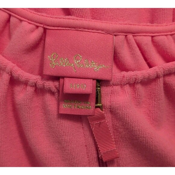 Lilly Pulitzer Girl's Illiana Swim Cover Up Size S (4-5) Flutter Sleeve Hot Pink - Picture 3 of 8